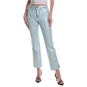 NWT Johnny Was x Sassson Sancerre Straight Leg Jeans in Silver Metallic